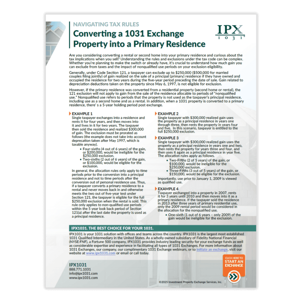 IPX1031 Converting 1031 into Primary image