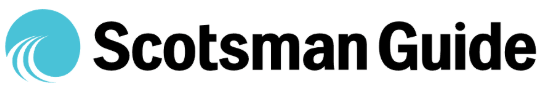 scotsman-guide-2 Scotsman Guide logo featuring a turquoise circle with three white curved lines on the left, next to bold black text reading Scotsman Guide on a white background.