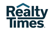 Realty Times logo featuring the words Realty Times in bold letters, with a stylized blue roof shape above the a in Realty..